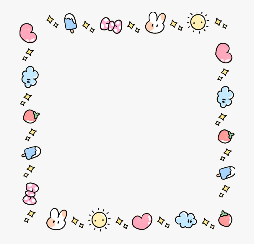 #kawaii #cute #adorable #bunny #pastel #love #heart - Kawaii Cute Border Transparent, HD Png Download, Free Download