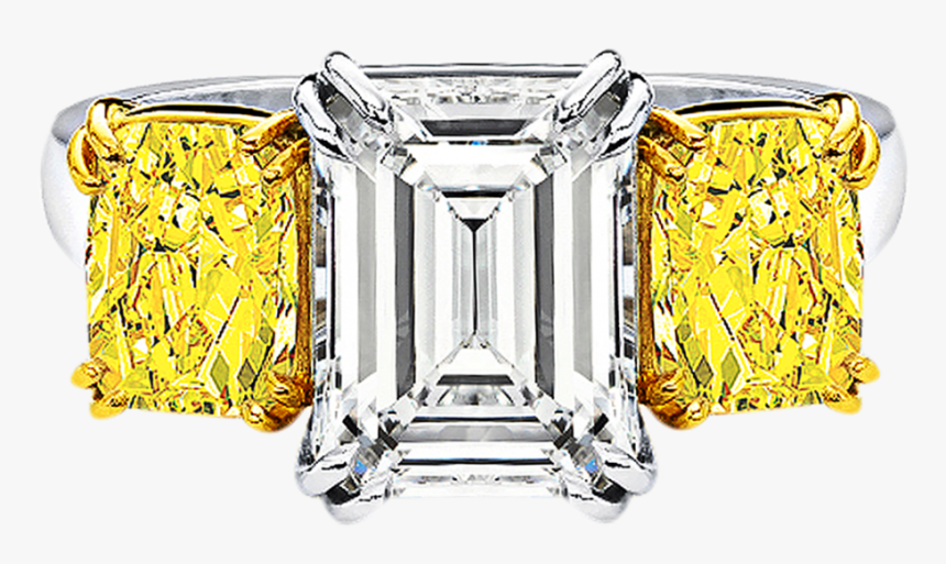 Riviera Ct Emerald Cut Diamond With Fancy Vivid Yellows - Diamond, HD Png Download, Free Download