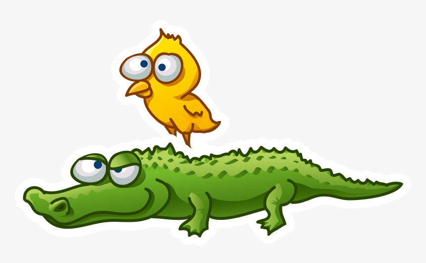 Nile Crocodile At Getdrawings - Crocodile And Bird Cartoon, HD Png Download, Free Download