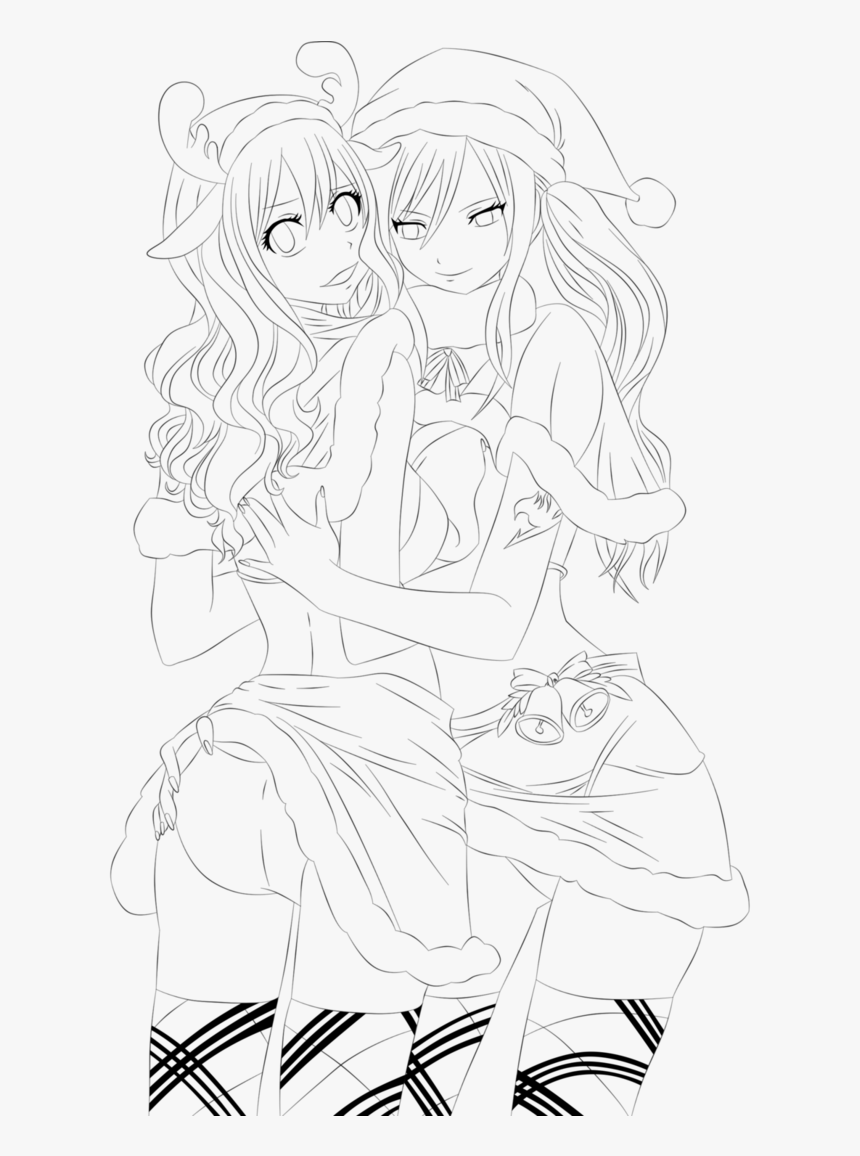 Lineart Female - Anime Christmas Line Art, HD Png Download, Free Download