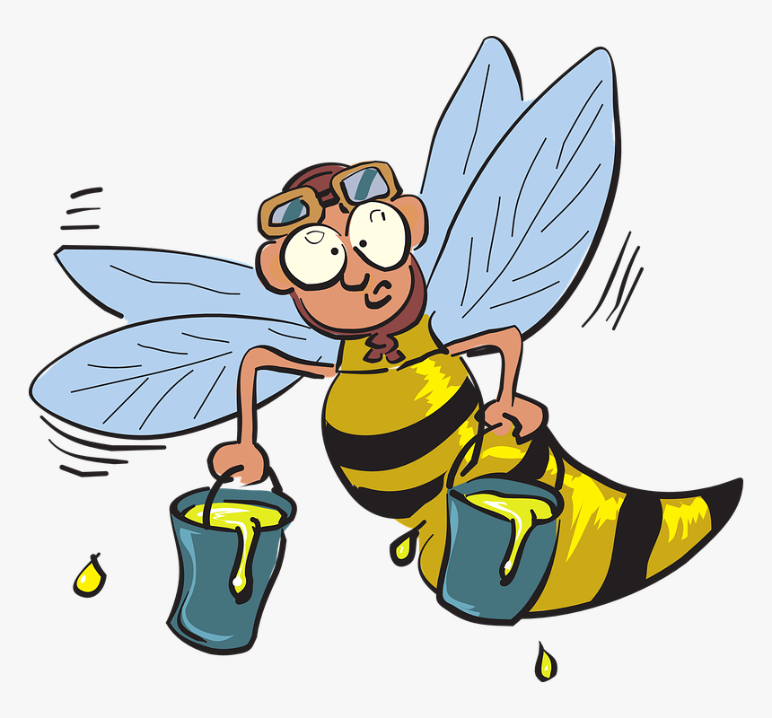 Honey, Cartoon, Bee, Flying, Wings, Insect, Buckets - Bees With Sticky  Hair, HD Png Download - kindpng