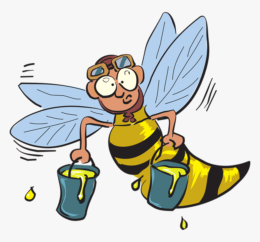 Honey, Cartoon, Bee, Flying, Wings, Insect, Buckets - Bees With Sticky Hair, HD Png Download, Free Download