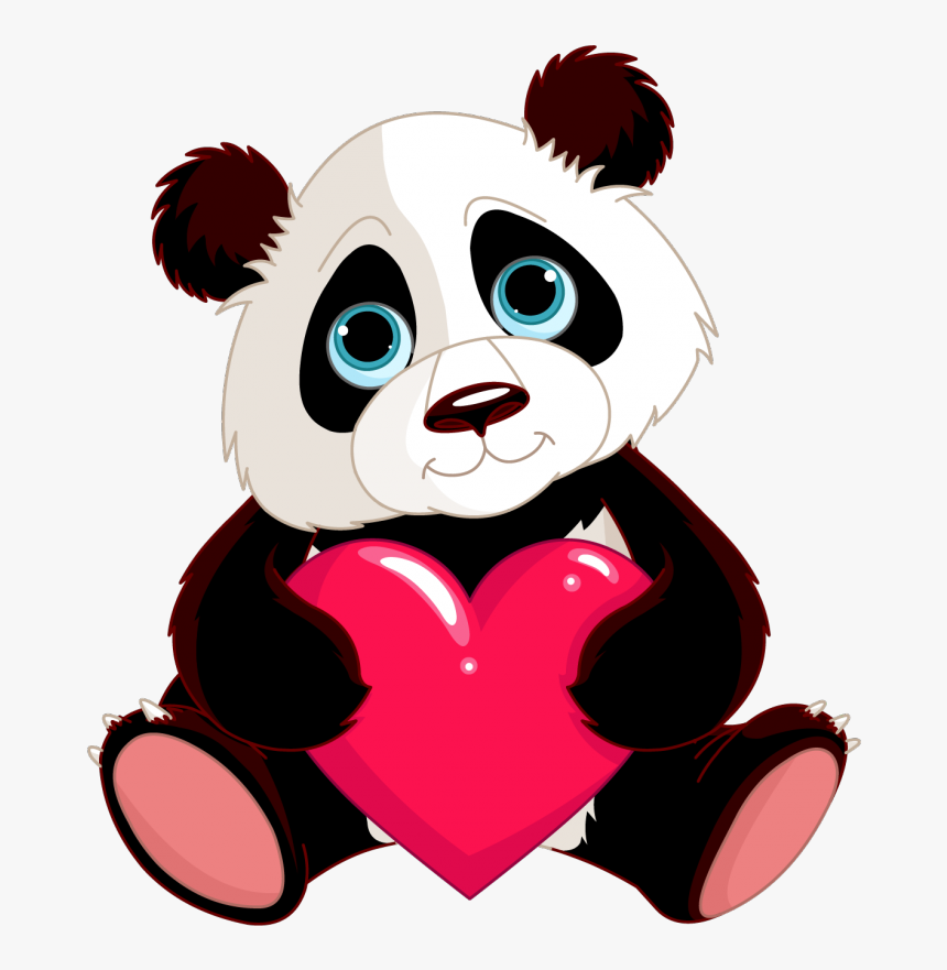 Baby Cute Panda Cartoons Clipart Giant Panda Bear Red - Cartoon Cute