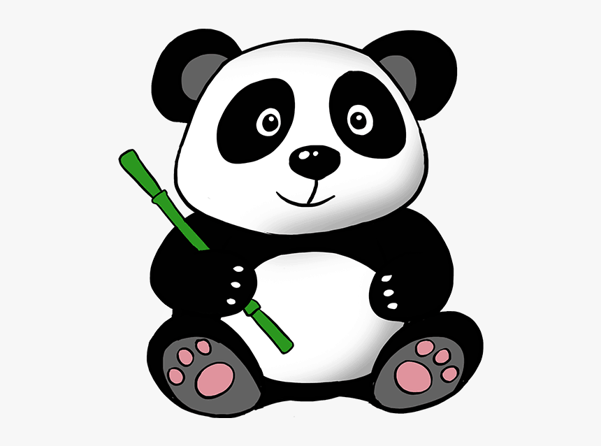 How Draw Cute Panda Few Easy Steps Easy - Cute Cartoon Panda Drawing, HD Pn...