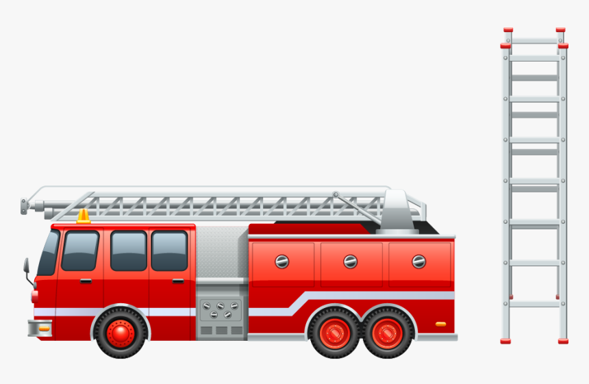 Firefighter Firefighting Fire Engine Clip Art - Fire Truck Ladder Clipart, HD Png Download, Free Download