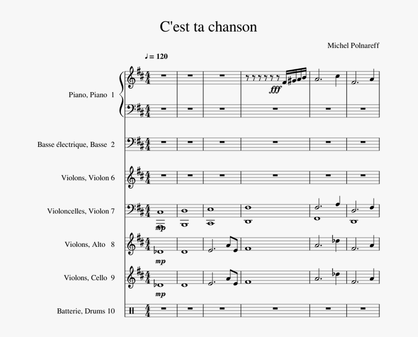 C"est Ta Chanson Michel Polnareff Piano Tutorial - Sheet Music, HD Png Download, Free Download