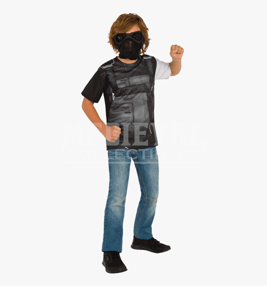 Kids Winter Soldier Costume Top And Mask Set - Captain America: The Winter Soldier, HD Png Download, Free Download