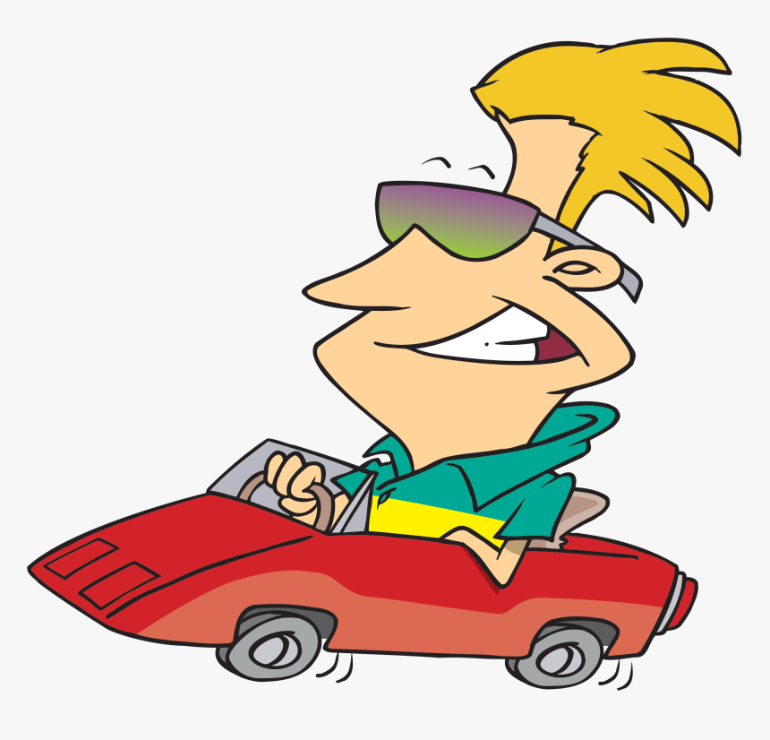 Cartoon Clipart Image Funny Cartoon Guy Driving His - Cartoon Character Driving Car, HD Png Download, Free Download