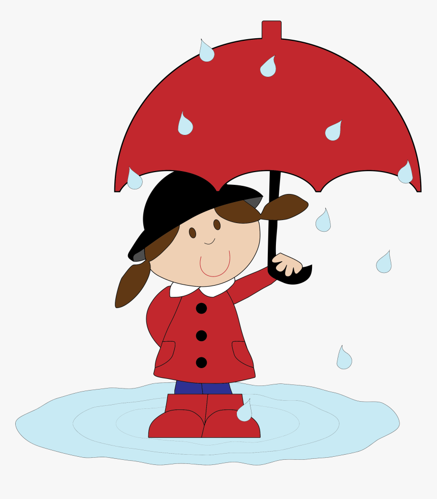 Cartoon Girl In The Rain Clip Arts - Girl With Umbrella Clipart, HD Png Download, Free Download