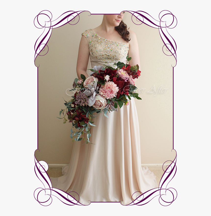Silk Artificial Dusty Pink, Blush, Mauve, And Burgundy - Dusty Pink Bouquets Wedding, HD Png Download, Free Download
