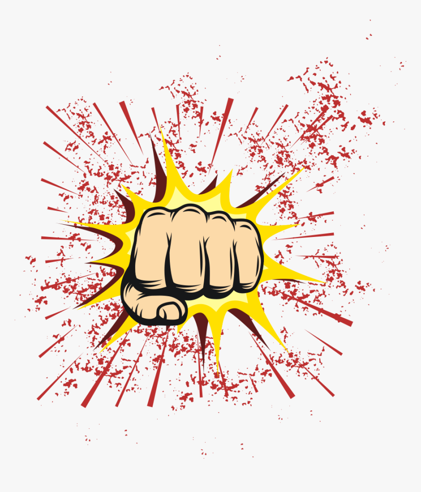 Banner Library Cartoon Illustration Fists And Explosions - Clip Art, HD Png Download, Free Download