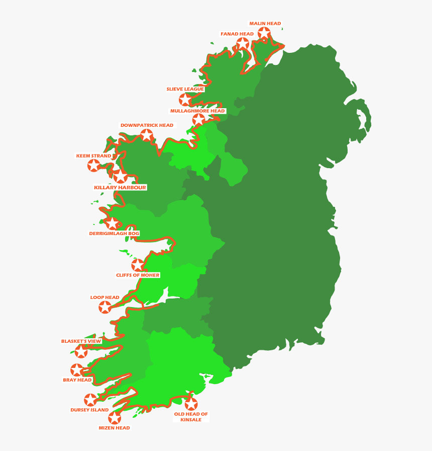 Ireland"s Longest Coastal Route - Carlow Map Of Ireland, HD Png Download, Free Download