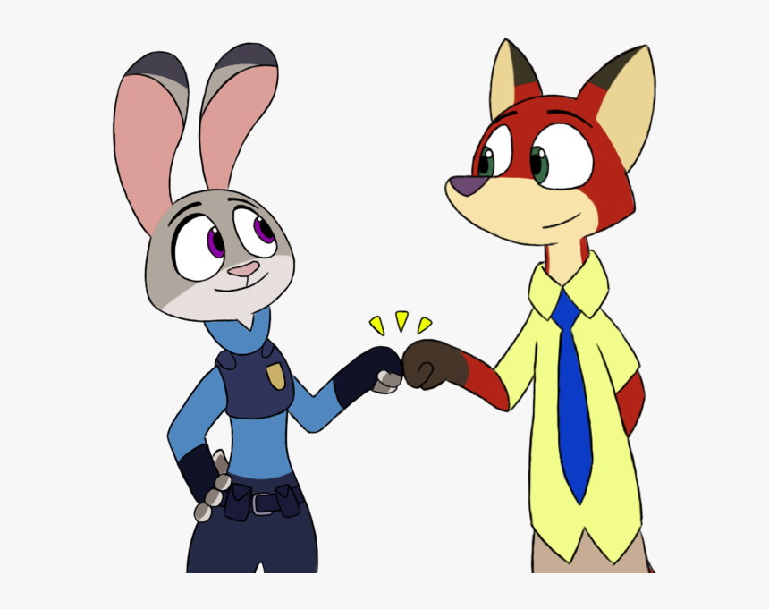 Nick And Judy By Rubengr Fur Affinity - Fist Bump Cartoon Clipart, HD Png Download, Free Download