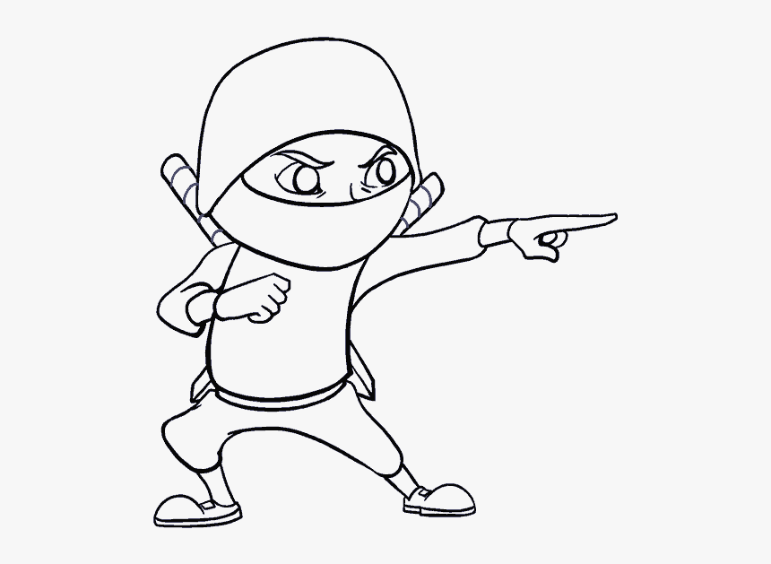 How To Draw Cartoon Ninja - Ninja Cartoon Black And White, HD Png Download, Free Download