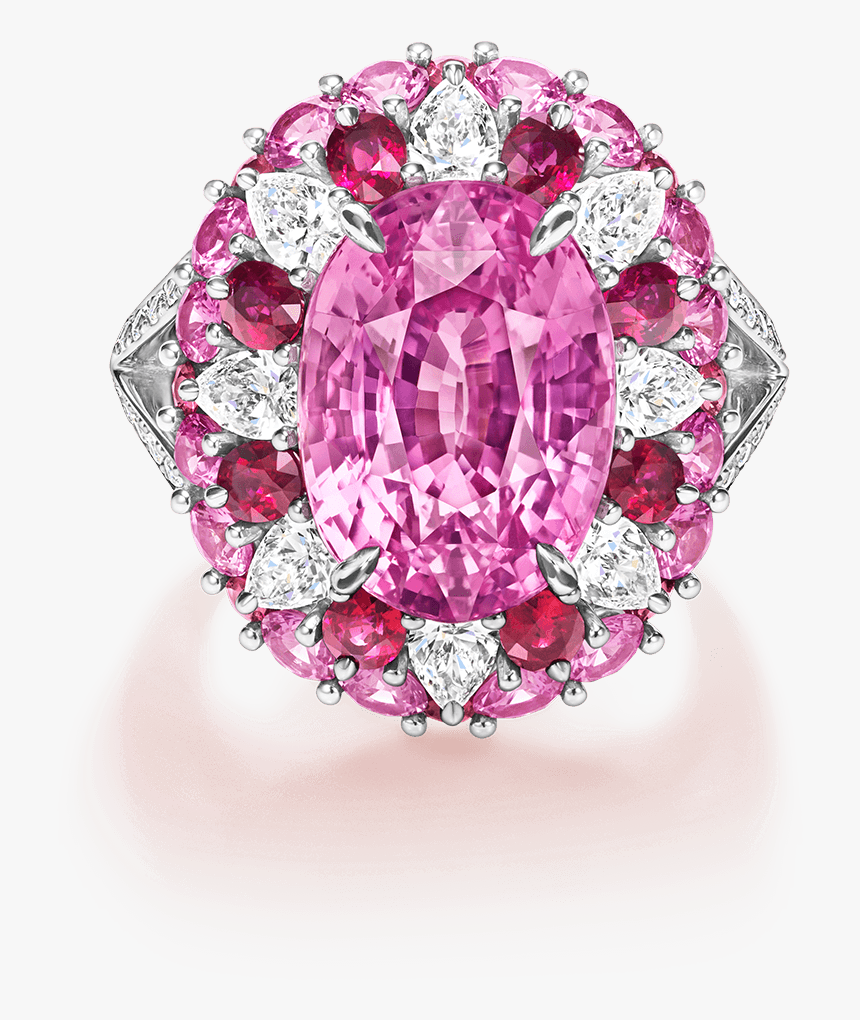 Pink Sapphire Ring With Rubies And Diamonds - Harry Winston Candy Ring, HD Png Download, Free Download