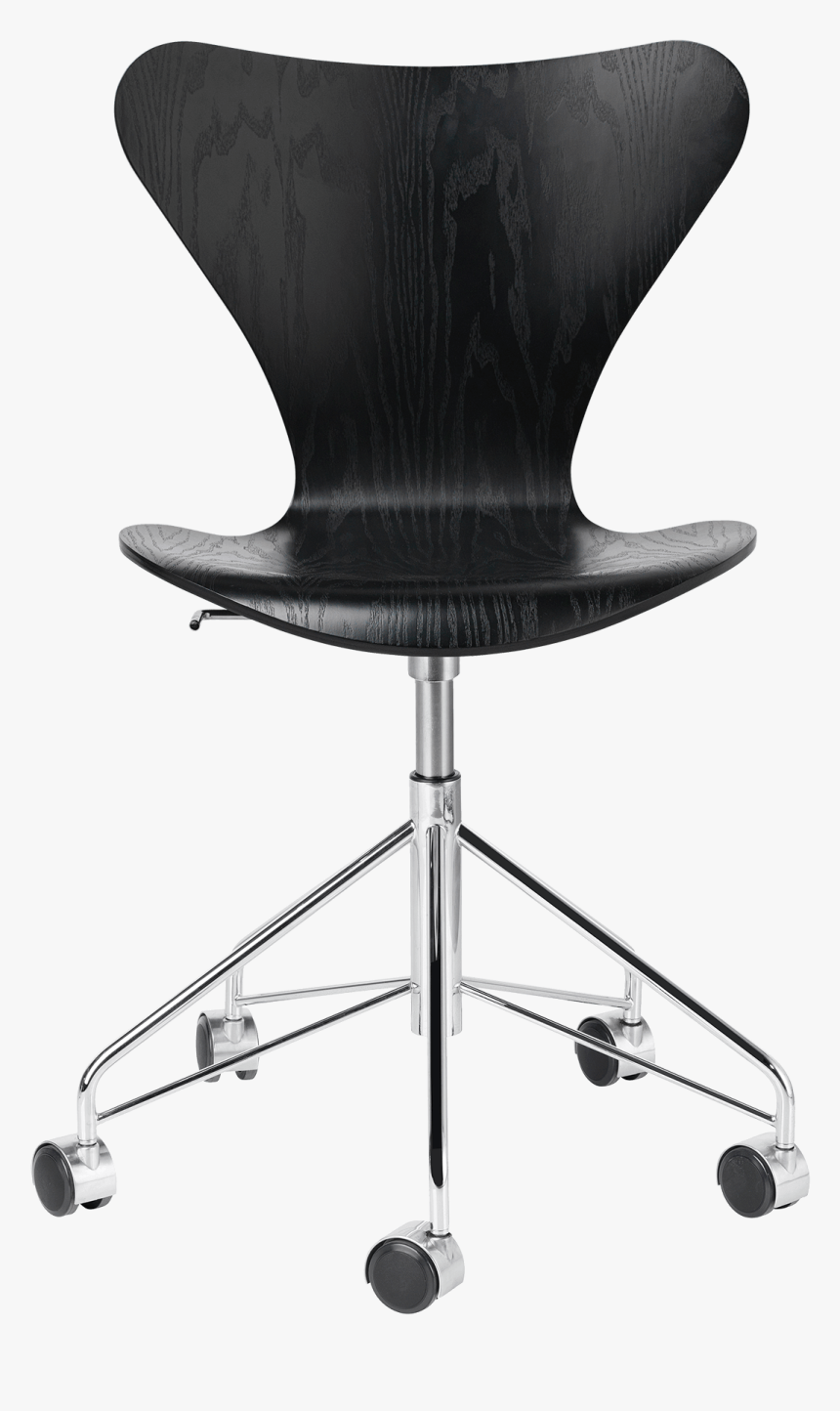 Series 7 Chair In Black With Wheels - Fritz Hansen Series 7 Swivel, HD Png Download, Free Download